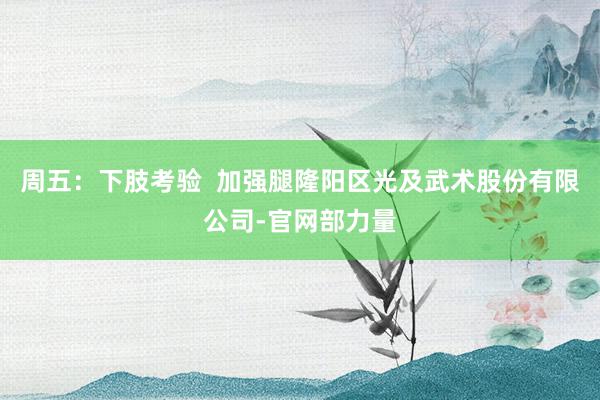 周五:下肢考验 加强腿隆阳区光及武术股份有限公司-官网部力量
